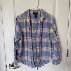 Lauren Ralph Lauren Linen Pastel Plaid Shirt